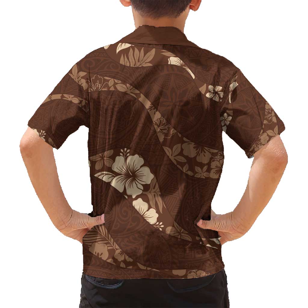 Aloha Hawaii Floral Tapa Family Matching Puletasi and Hawaiian Shirt Patchwork Mocha LT7 - Polynesian Pride