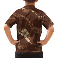 Aloha Hawaii Floral Tapa Family Matching Puletasi and Hawaiian Shirt Patchwork Mocha LT7 - Polynesian Pride