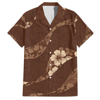 Aloha Hawaii Floral Tapa Family Matching Puletasi and Hawaiian Shirt Patchwork Mocha LT7 Dad's Shirt - Short Sleeve Mocha - Polynesian Pride