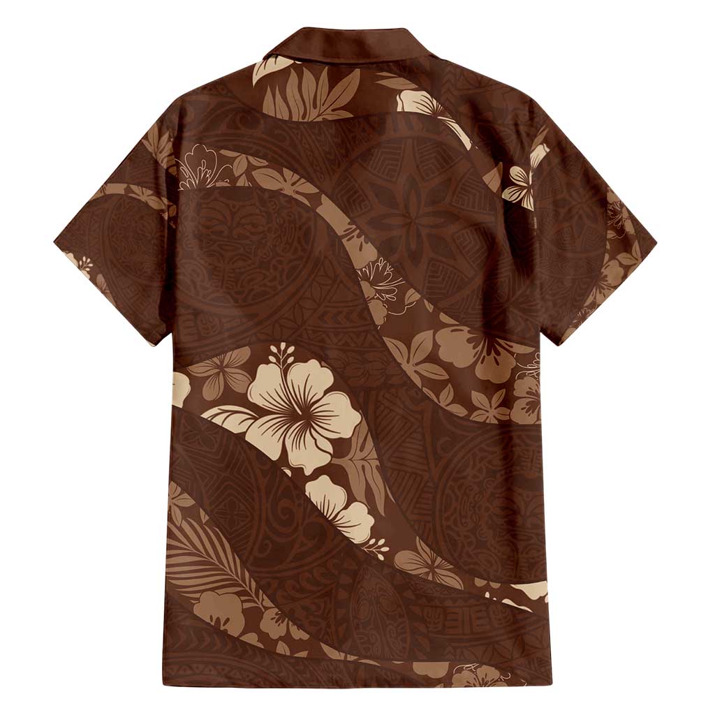 Aloha Hawaii Floral Tapa Family Matching Puletasi and Hawaiian Shirt Patchwork Mocha LT7 - Polynesian Pride
