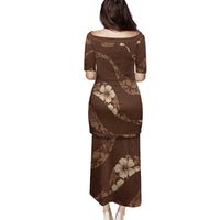 Aloha Hawaii Floral Tapa Family Matching Puletasi and Hawaiian Shirt Patchwork Mocha LT7 - Polynesian Pride