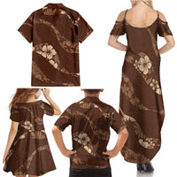 Aloha Hawaii Floral Tapa Family Matching Summer Maxi Dress and Hawaiian Shirt Patchwork Mocha - Polynesian Pride