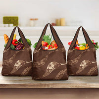 Aloha Hawaii Floral Tapa Grocery Bag Patchwork Mocha LT7 3-pack One Size Mocha - Polynesian Pride