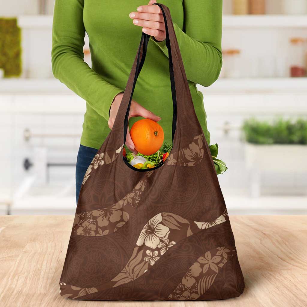 Aloha Hawaii Floral Tapa Grocery Bag Patchwork Mocha LT7 - Polynesian Pride