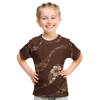 Aloha Hawaii Floral Tapa Kid T Shirt Patchwork Mocha - Polynesian Pride
