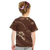 Aloha Hawaii Floral Tapa Kid T Shirt Patchwork Mocha - Polynesian Pride