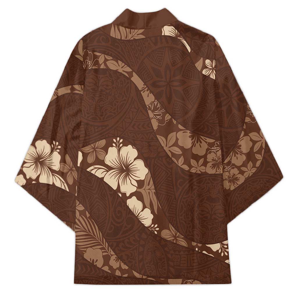 Aloha Hawaii Floral Tapa Kimono Patchwork Mocha - Polynesian Pride