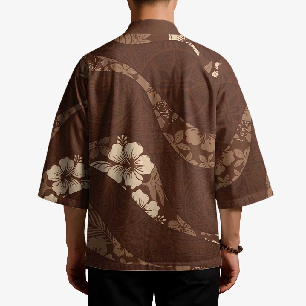 Aloha Hawaii Floral Tapa Kimono Patchwork Mocha - Polynesian Pride