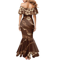 Aloha Hawaii Floral Tapa Mermaid Dress Patchwork Mocha - Polynesian Pride