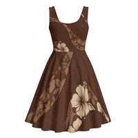 Aloha Hawaii Floral Tapa Midi Dress Patchwork Mocha - Polynesian Pride