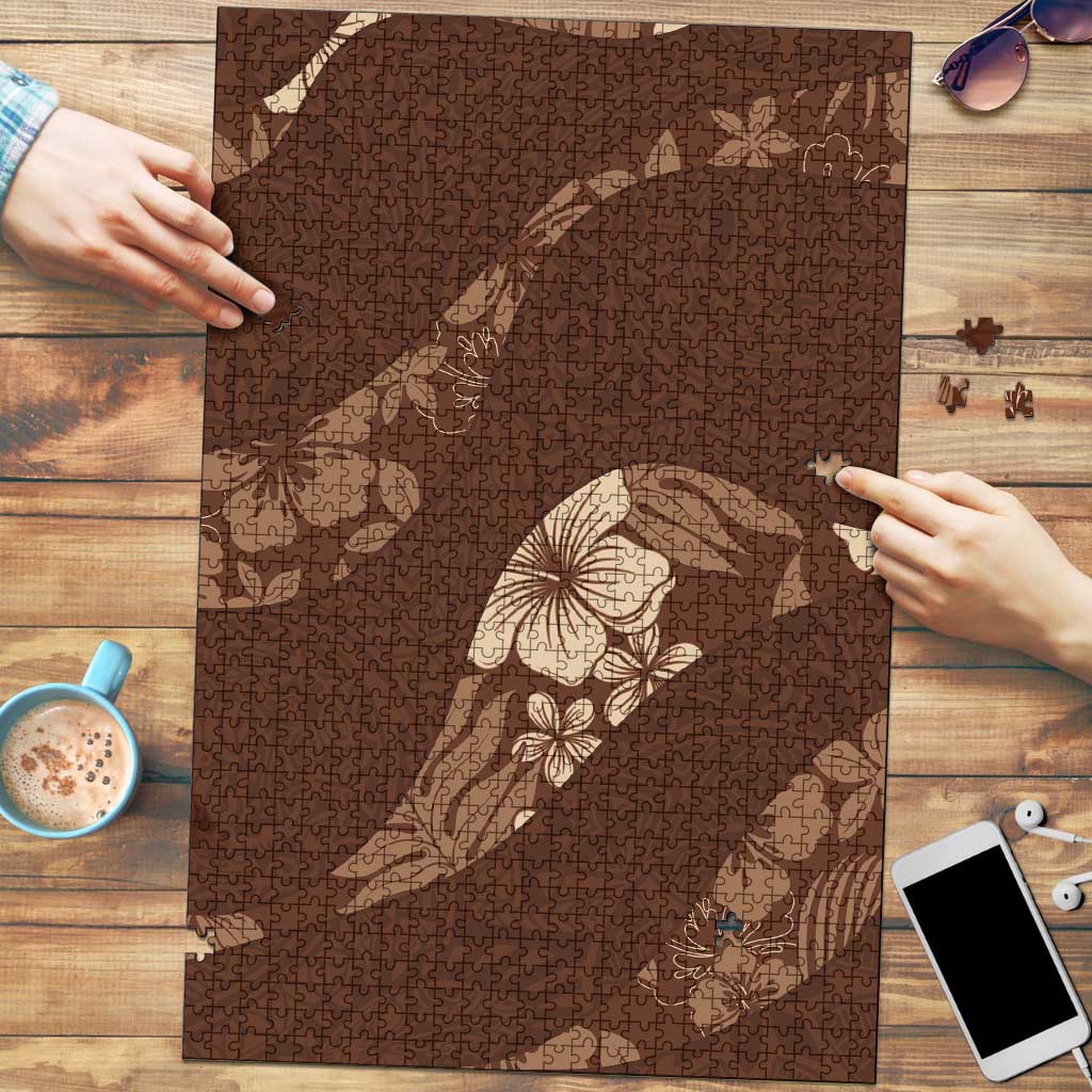 Aloha Hawaii Floral Tapa Puzzle Patchwork Mocha LT7 Mocha - Polynesian Pride