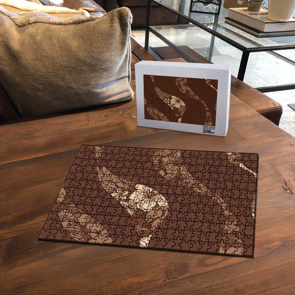 Aloha Hawaii Floral Tapa Puzzle Patchwork Mocha LT7 - Polynesian Pride