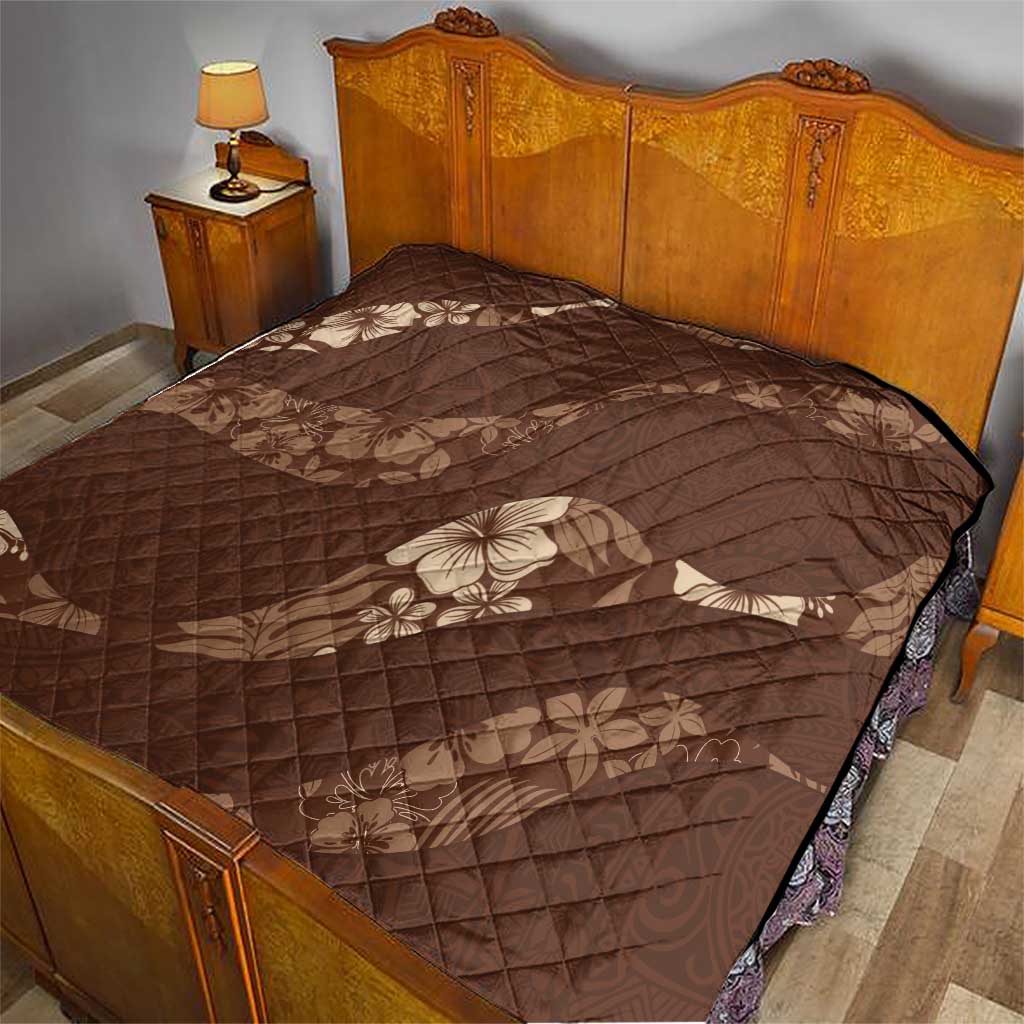 Aloha Hawaii Floral Tapa Quilt Patchwork Mocha - Polynesian Pride