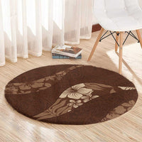 Aloha Hawaii Floral Tapa Round Carpet Patchwork Mocha - Polynesian Pride