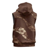 Aloha Hawaii Floral Tapa Sleeveless Hoodie Patchwork Mocha LT7 - Polynesian Pride