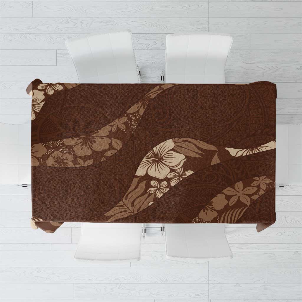Aloha Hawaii Floral Tapa Tablecloth Patchwork Mocha LT7 Mocha - Polynesian Pride