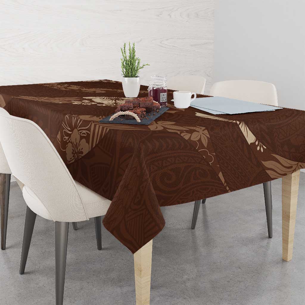 Aloha Hawaii Floral Tapa Tablecloth Patchwork Mocha LT7 - Polynesian Pride