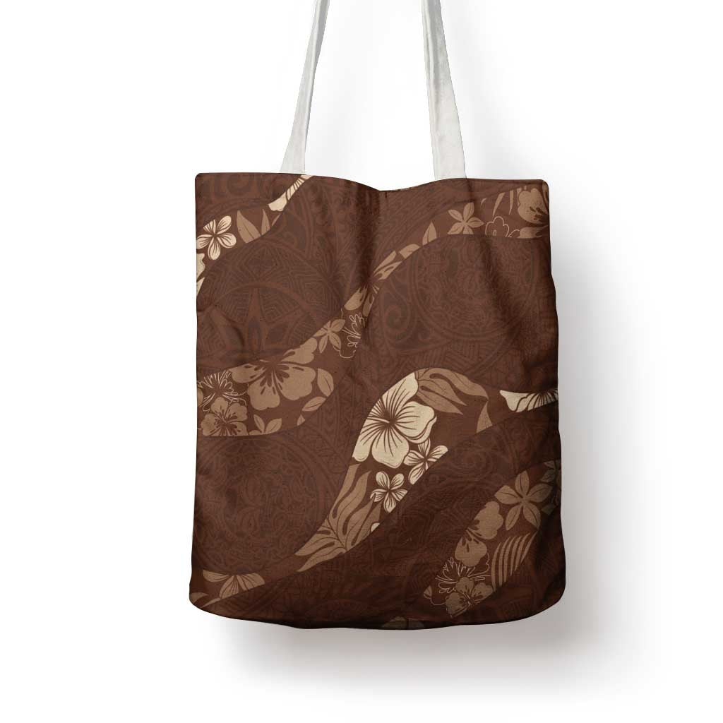 Aloha Hawaii Floral Tapa Tote Bag Patchwork Mocha - Polynesian Pride