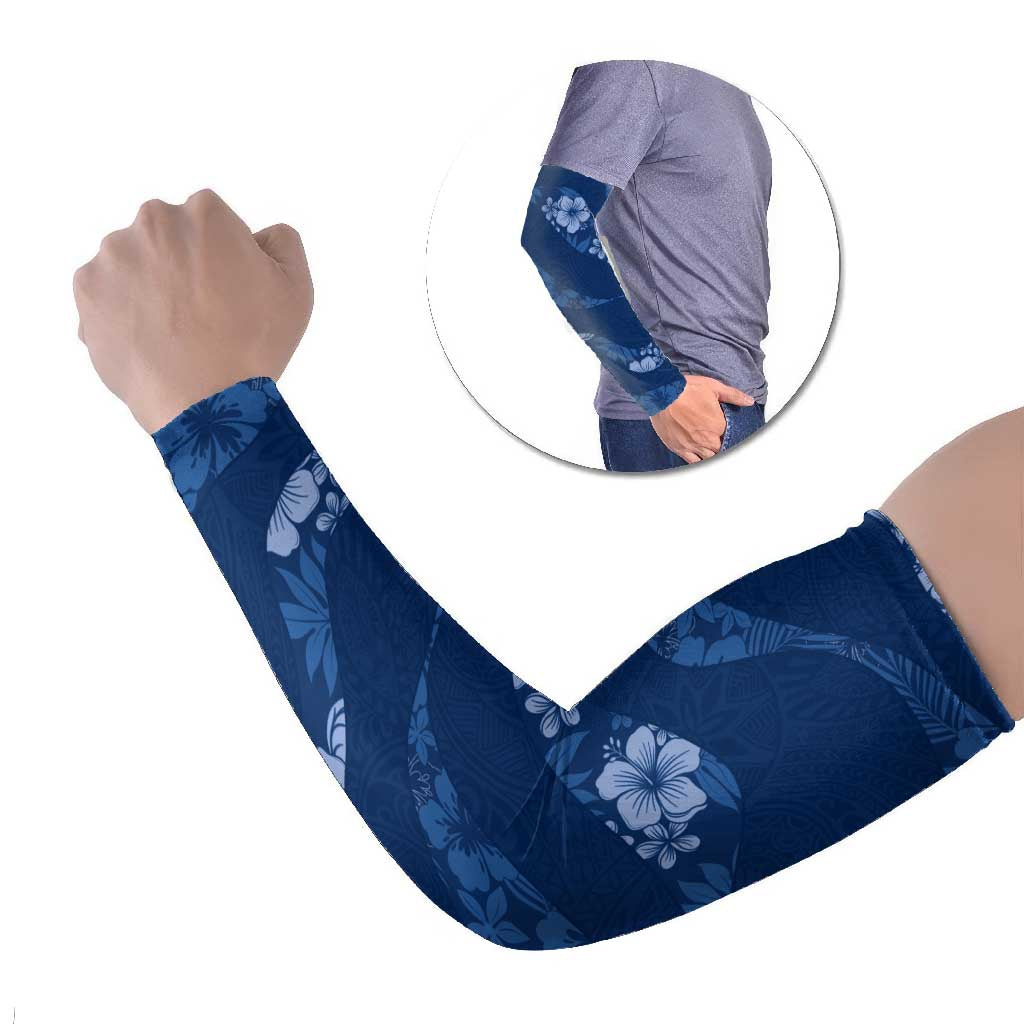 Aloha Hawaii Floral Tapa Arm Sleeves Patchwork Navy - Polynesian Pride