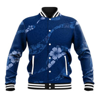 Aloha Hawaii Floral Tapa Baseball Jacket Patchwork Navy LT7 Unisex Navy - Polynesian Pride