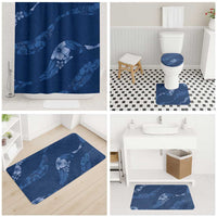 Aloha Hawaii Floral Tapa Bathroom Set Patchwork Navy - Polynesian Pride