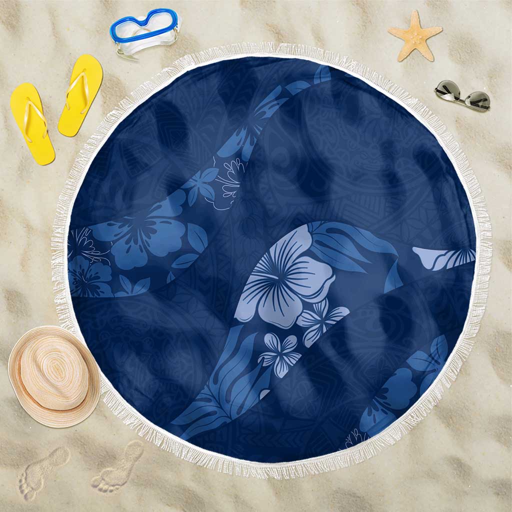 Aloha Hawaii Floral Tapa Beach Blanket Patchwork Navy LT7 One Size 150cm Navy - Polynesian Pride