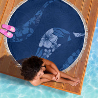 Aloha Hawaii Floral Tapa Beach Blanket Patchwork Navy LT7 - Polynesian Pride