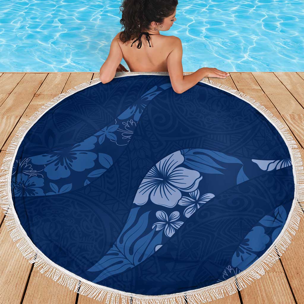 Aloha Hawaii Floral Tapa Beach Blanket Patchwork Navy LT7 - Polynesian Pride