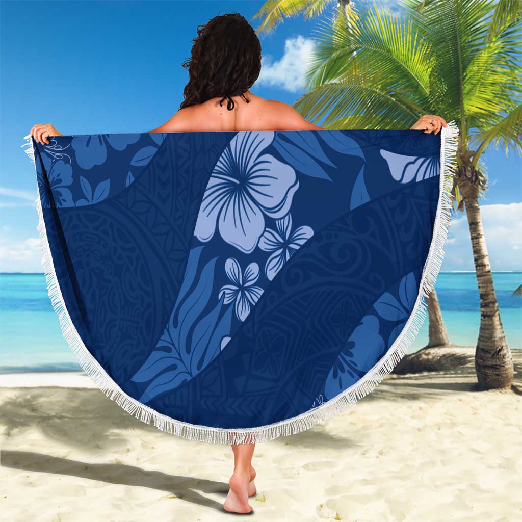 Aloha Hawaii Floral Tapa Beach Blanket Patchwork Navy LT7 - Polynesian Pride