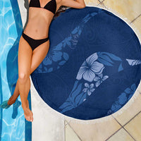 Aloha Hawaii Floral Tapa Beach Blanket Patchwork Navy LT7 - Polynesian Pride