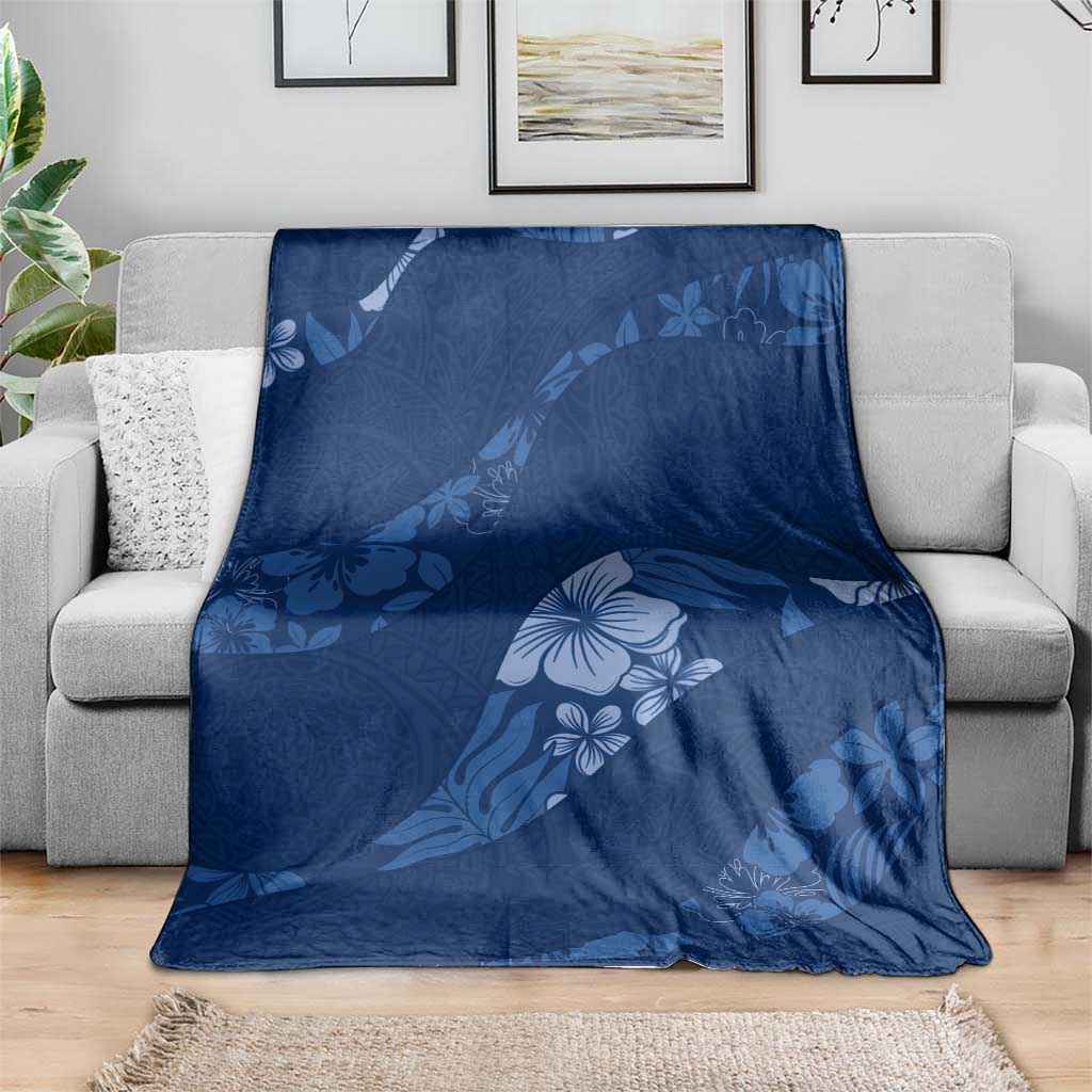 Aloha Hawaii Floral Tapa Blanket Patchwork Navy - Polynesian Pride