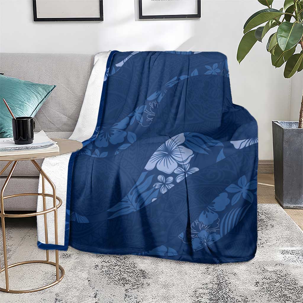 Aloha Hawaii Floral Tapa Blanket Patchwork Navy - Polynesian Pride