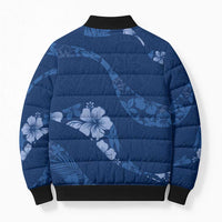 Aloha Hawaii Floral Tapa Bomber Puffer Jacket Patchwork Navy LT7 - Polynesian Pride