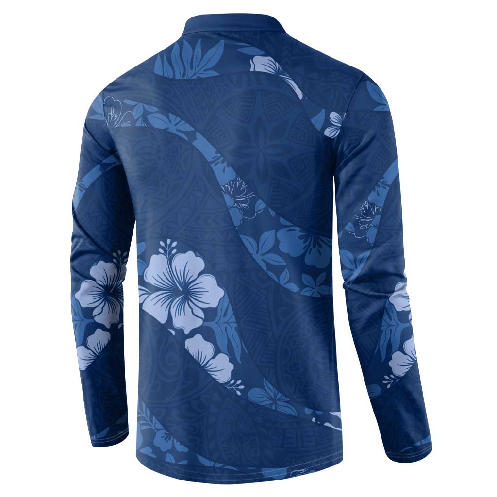 Aloha Hawaii Floral Tapa Button Sweatshirt Patchwork Navy LT7 - Polynesian Pride
