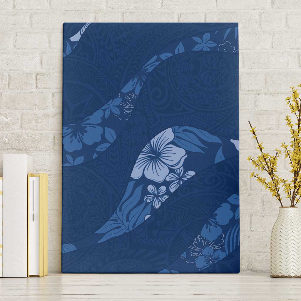 Aloha Hawaii Floral Tapa Canvas Wall Art Patchwork Navy LT7 Without Frame Navy - Polynesian Pride