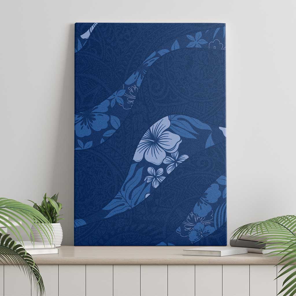 Aloha Hawaii Floral Tapa Canvas Wall Art Patchwork Navy LT7 - Polynesian Pride