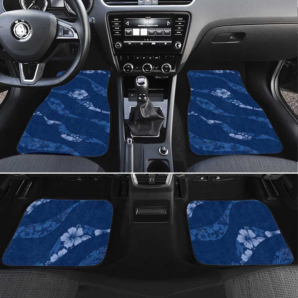 Aloha Hawaii Floral Tapa Car Mats Patchwork Navy - Polynesian Pride