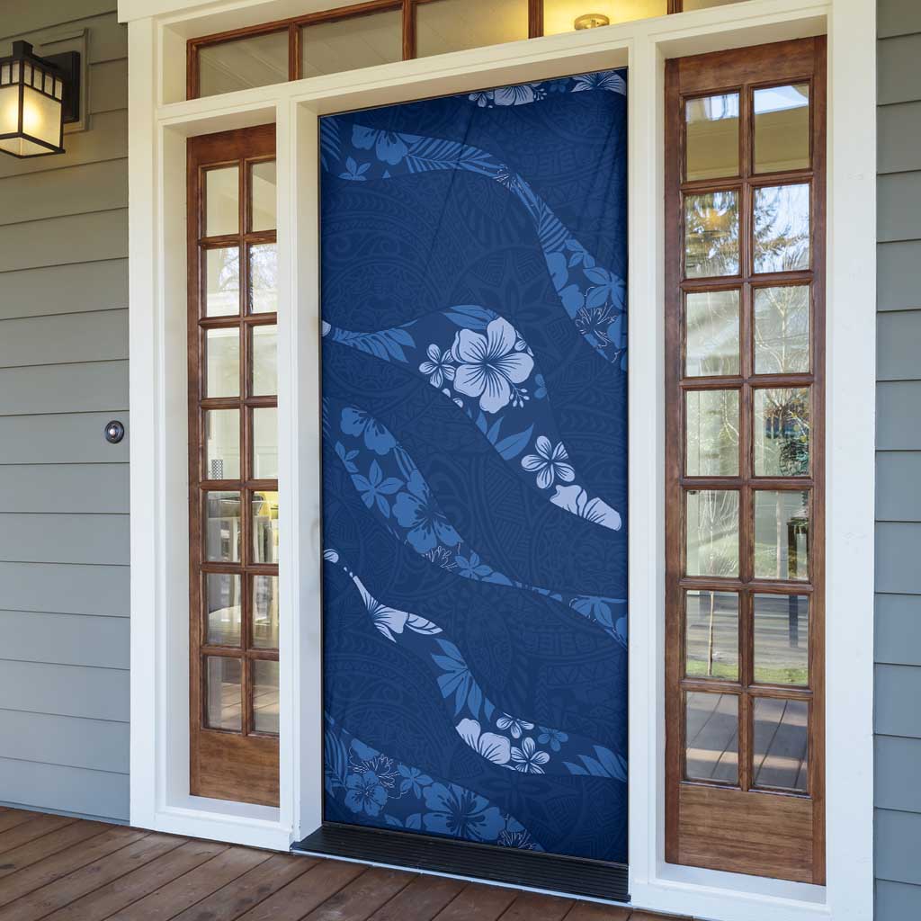 Aloha Hawaii Floral Tapa Door Cover Patchwork Navy LT7 - Polynesian Pride