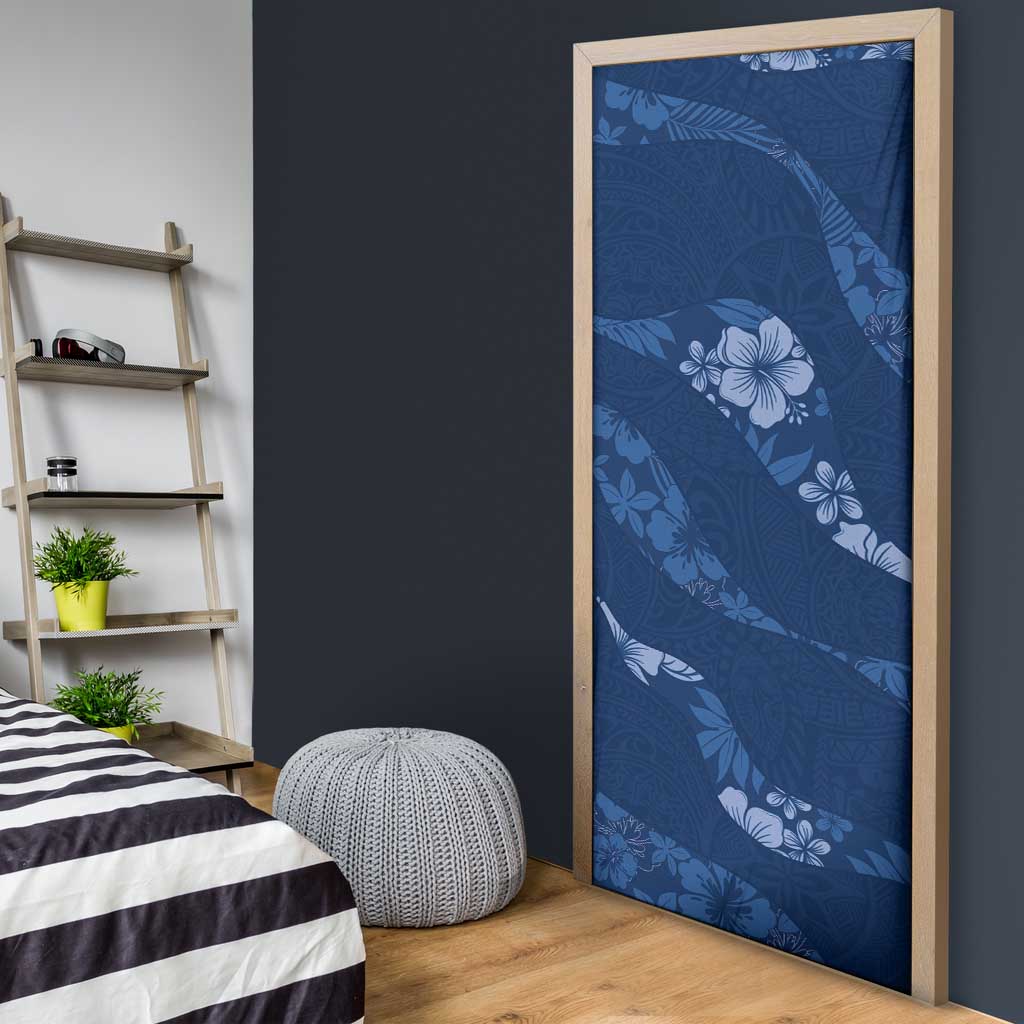 Aloha Hawaii Floral Tapa Door Cover Patchwork Navy LT7 - Polynesian Pride