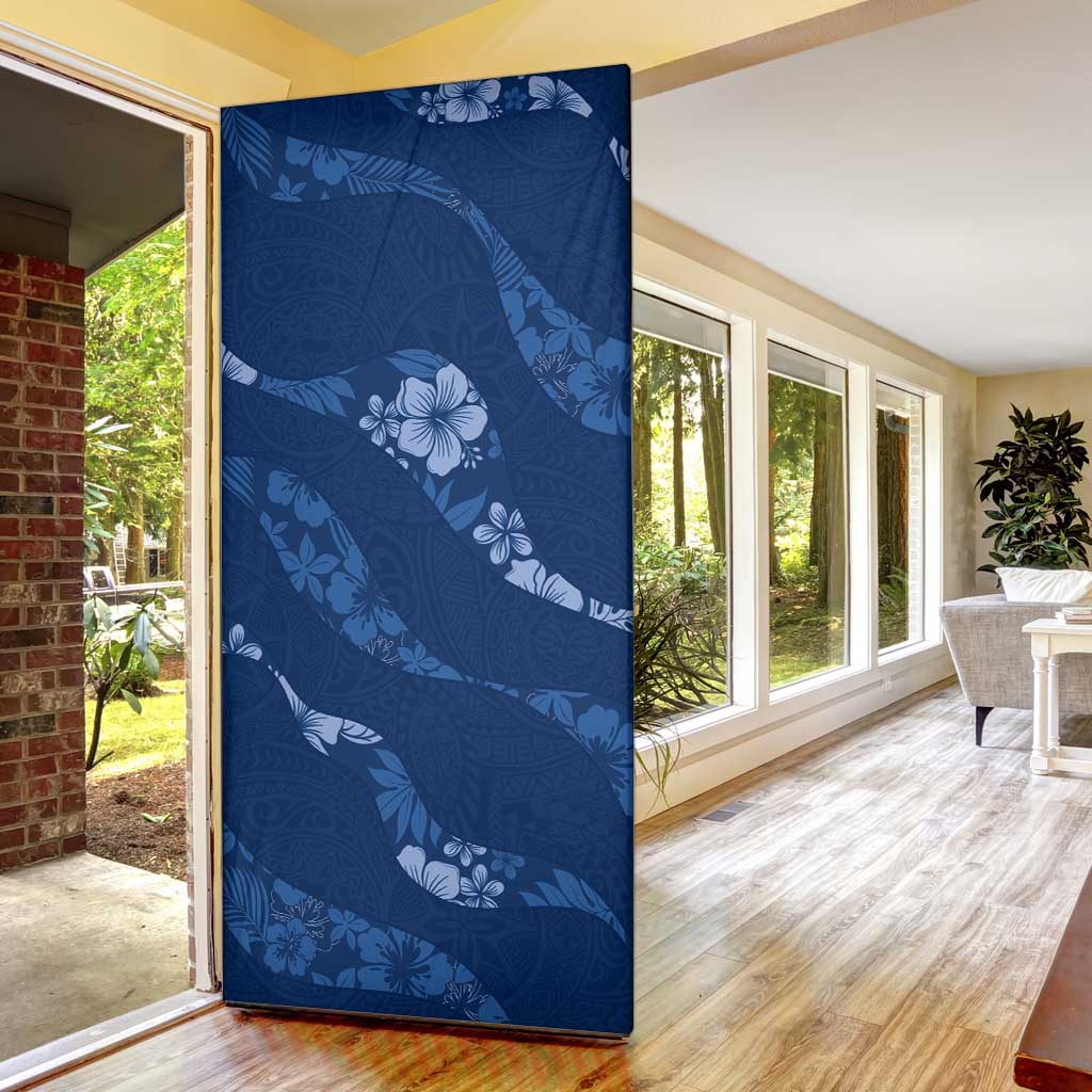 Aloha Hawaii Floral Tapa Door Cover Patchwork Navy LT7 - Polynesian Pride