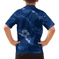 Aloha Hawaii Floral Tapa Family Matching Puletasi and Hawaiian Shirt Patchwork Navy LT7 - Polynesian Pride