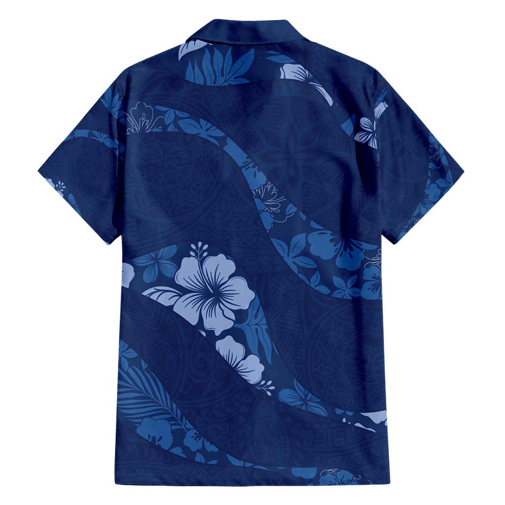 Aloha Hawaii Floral Tapa Family Matching Puletasi and Hawaiian Shirt Patchwork Navy LT7 - Polynesian Pride