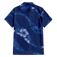 Aloha Hawaii Floral Tapa Family Matching Tank Maxi Dress and Hawaiian Shirt Patchwork Navy - Polynesian Pride