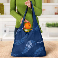 Aloha Hawaii Floral Tapa Grocery Bag Patchwork Navy LT7 - Polynesian Pride