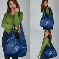 Aloha Hawaii Floral Tapa Grocery Bag Patchwork Navy LT7 - Polynesian Pride