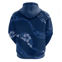 Aloha Hawaii Floral Tapa Hoodie Patchwork Navy - Polynesian Pride