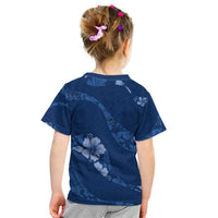 Aloha Hawaii Floral Tapa Kid T Shirt Patchwork Navy - Polynesian Pride