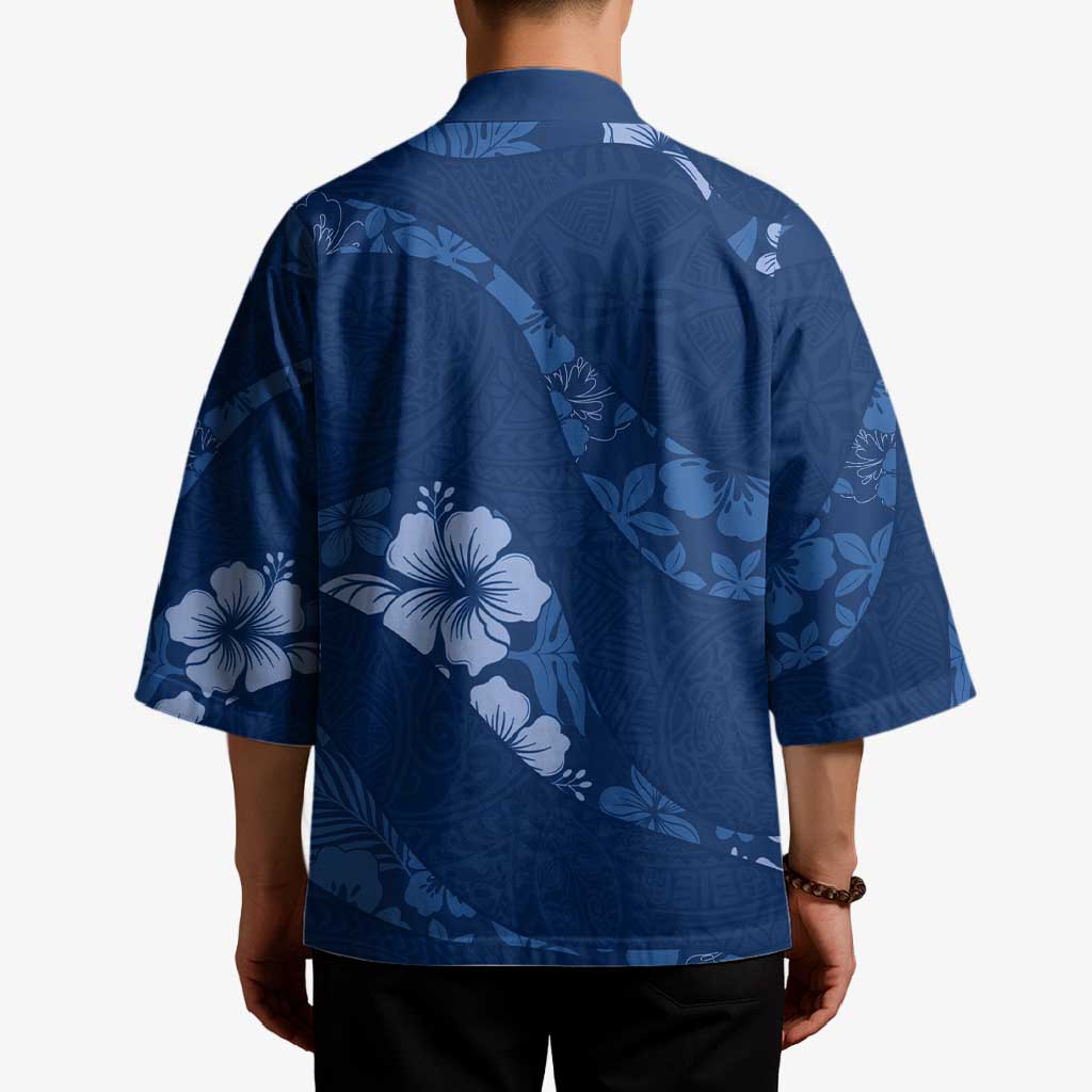 Aloha Hawaii Floral Tapa Kimono Patchwork Navy - Polynesian Pride