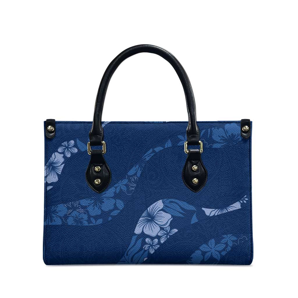 Aloha Hawaii Floral Tapa Leather Bag Patchwork Navy - Polynesian Pride