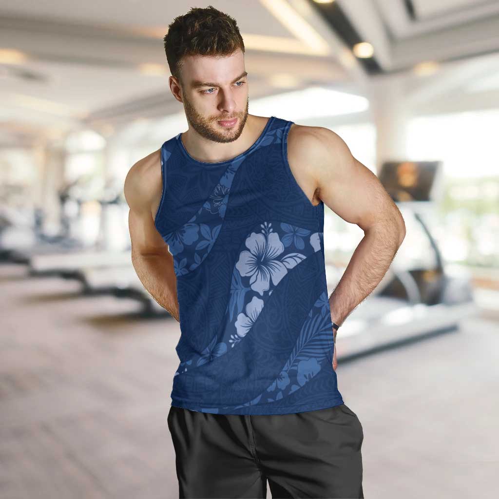 Aloha Hawaii Floral Tapa Men Tank Top Patchwork Navy LT7 Navy - Polynesian Pride